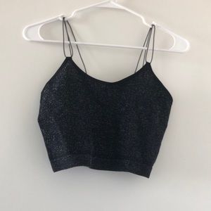 Black shimmer crop top size medium